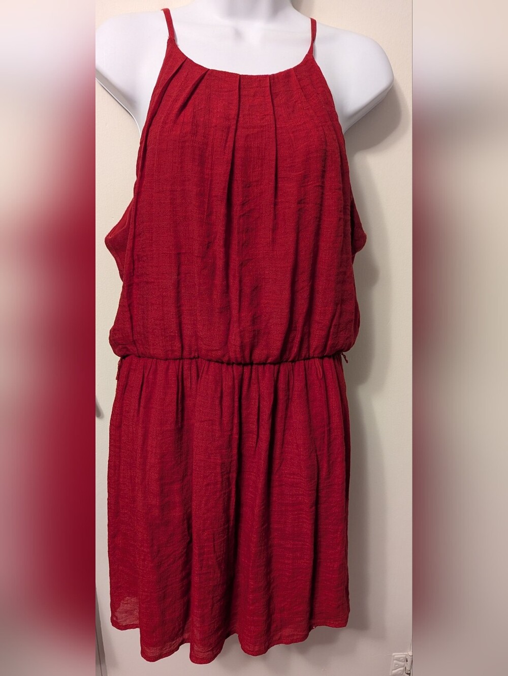 By & By Red Dress Sleeveless Women's Size XL Key Hole Button Back Cute Red Dress